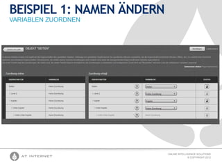 BEISPIEL 1: NAMEN ÄNDERN
VARIABLEN ZUORDNEN

ONLINE INTELLIGENCE SOLUTIONS
© COPYRIGHT 2012

 