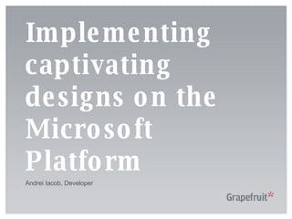 Implementing captivating designs on the Microsoft Platform Andrei Iacob, Developer 