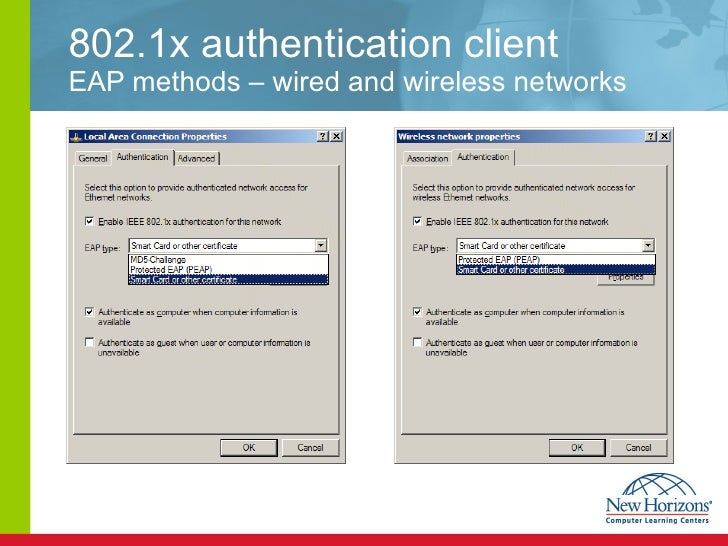 Implementing 802 1x authentication