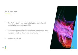 1515
IN SUMMARY
• The AIoT industry has reached a tipping point that will
radically transform our way of life
• Success depends on being able to drive one of the most
impressive feats of electronics engineering
• xcore.ai is that feat
 