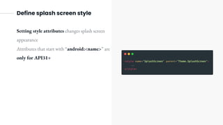 Slash Screen.pdf Implementing a Splash Screen in Android: Full Guide | PDF