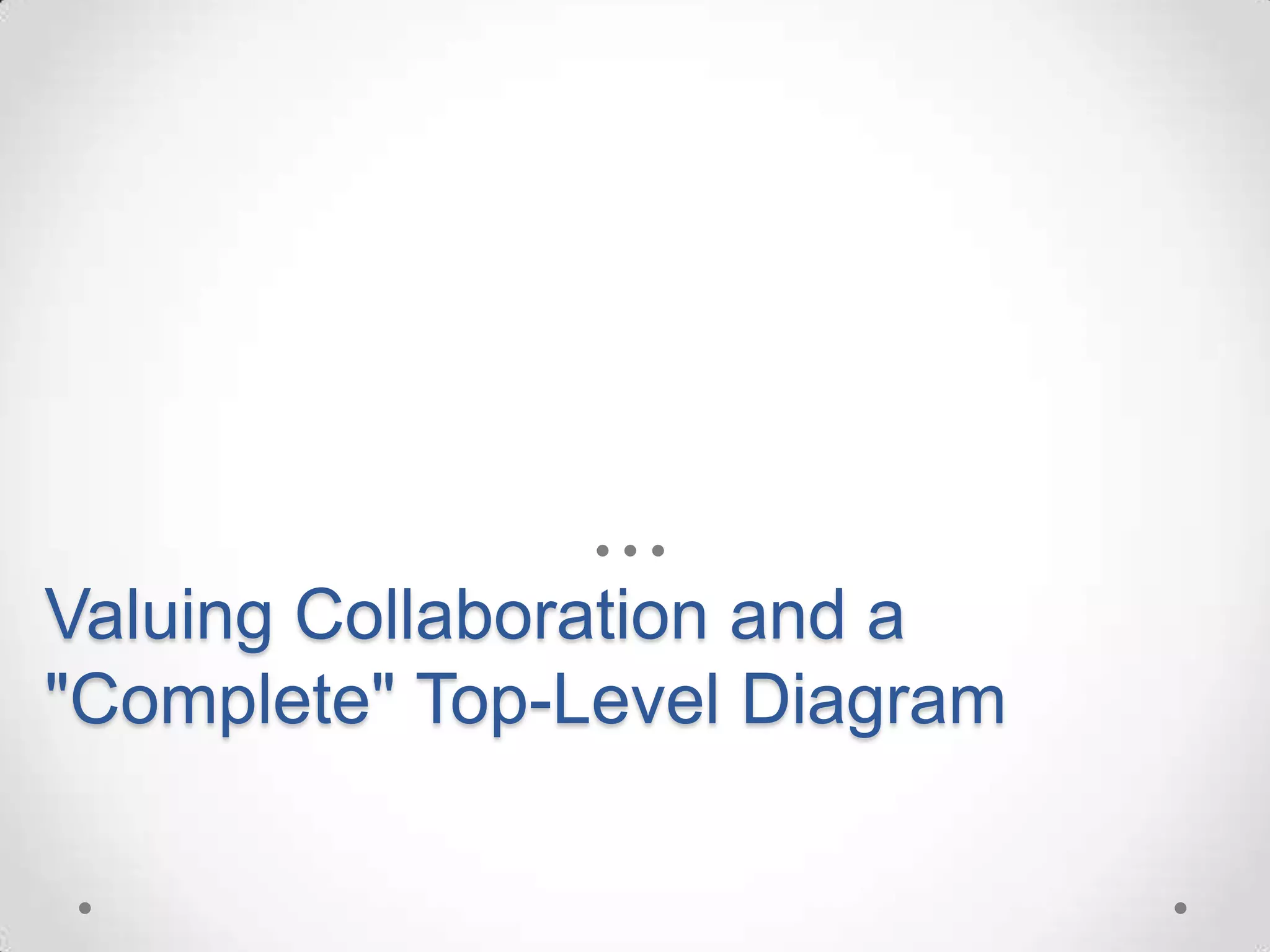 Valuing Collaboration and a
"Complete" Top-Level Diagram
 