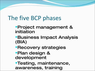 Bcp Implementation Process Implementing Business Continuity With The Bs25999 Standard By Dennis | PPT