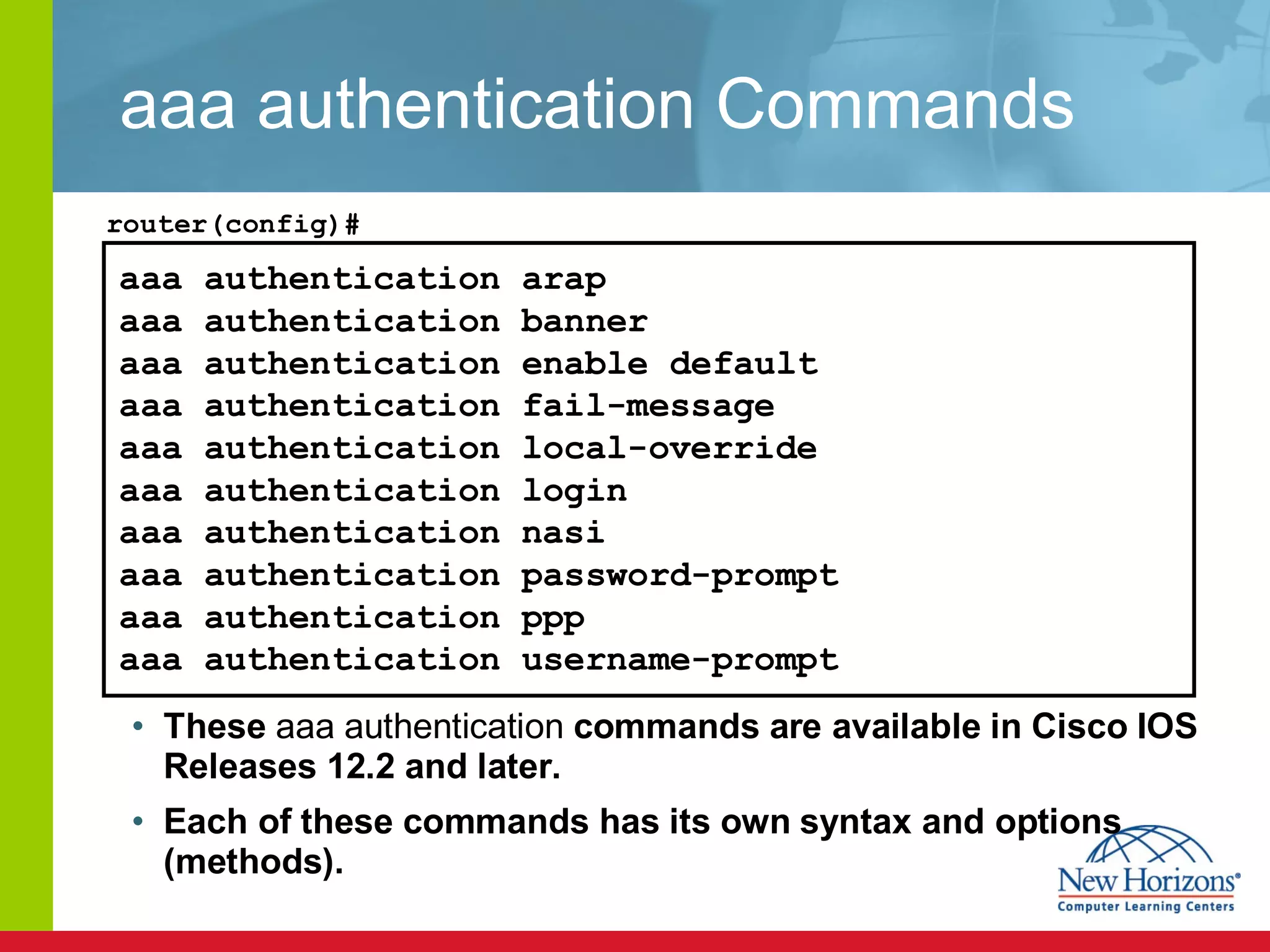aaa authentication Commands