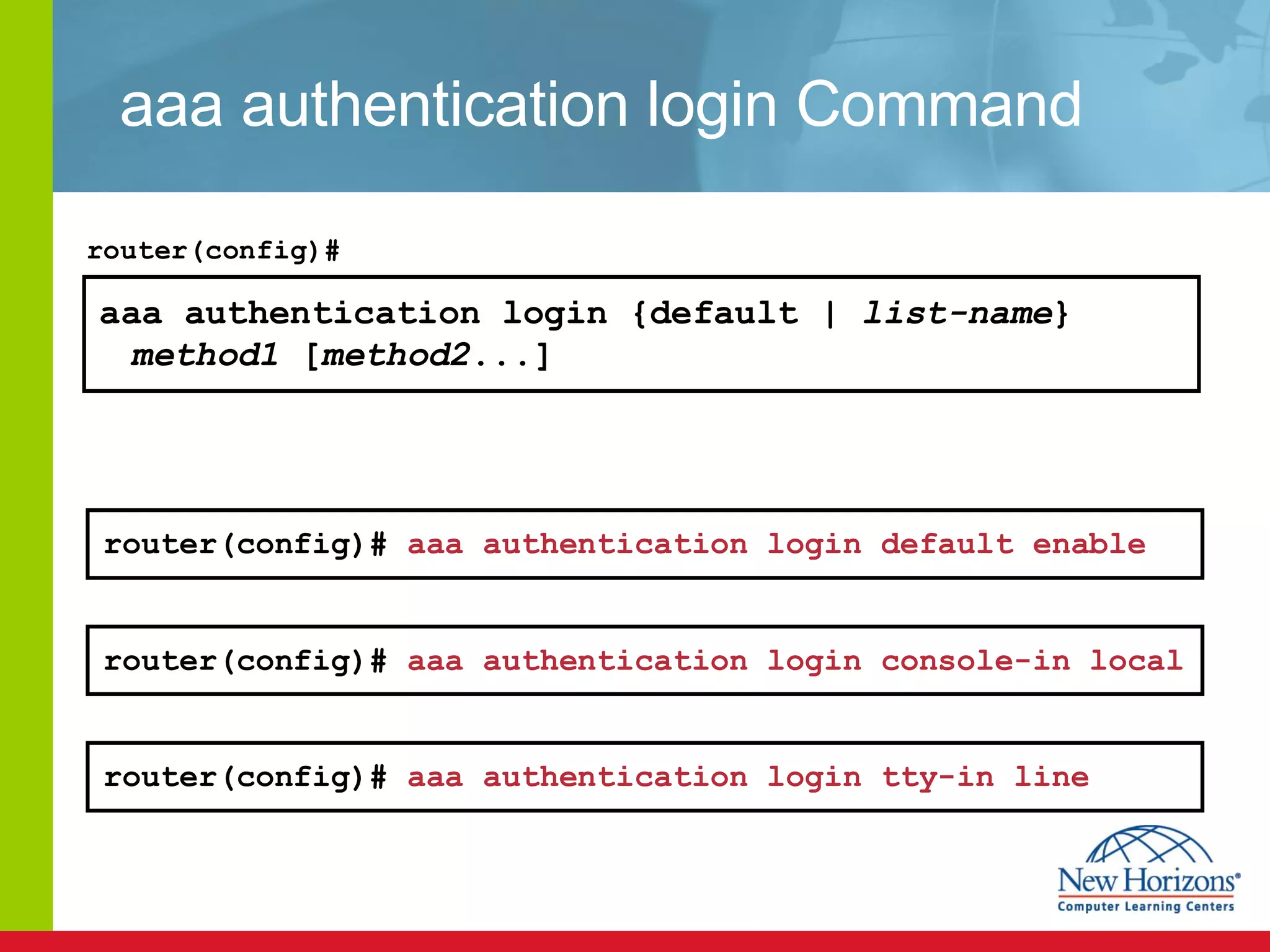 aaa authentication login Command