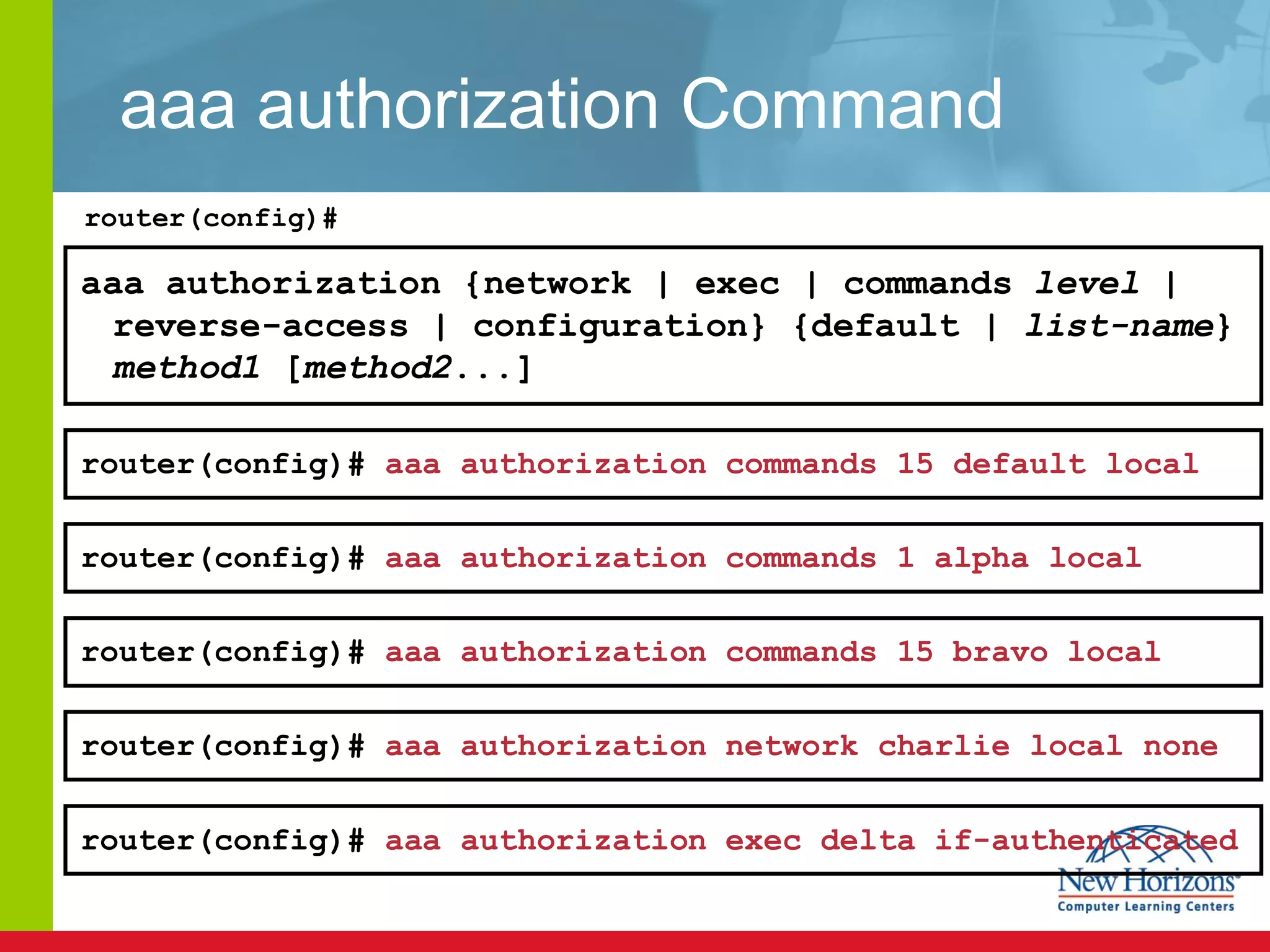 aaa authorization Command