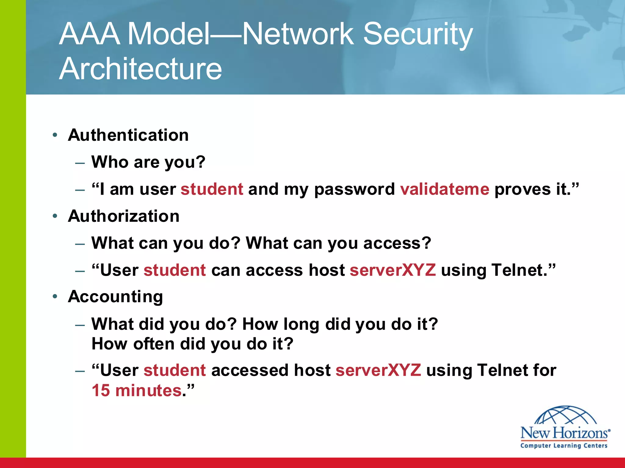 AAA Model—Network Security Architecture