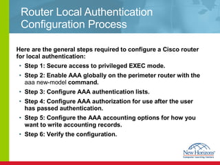 Router Local Authentication Configuration Process