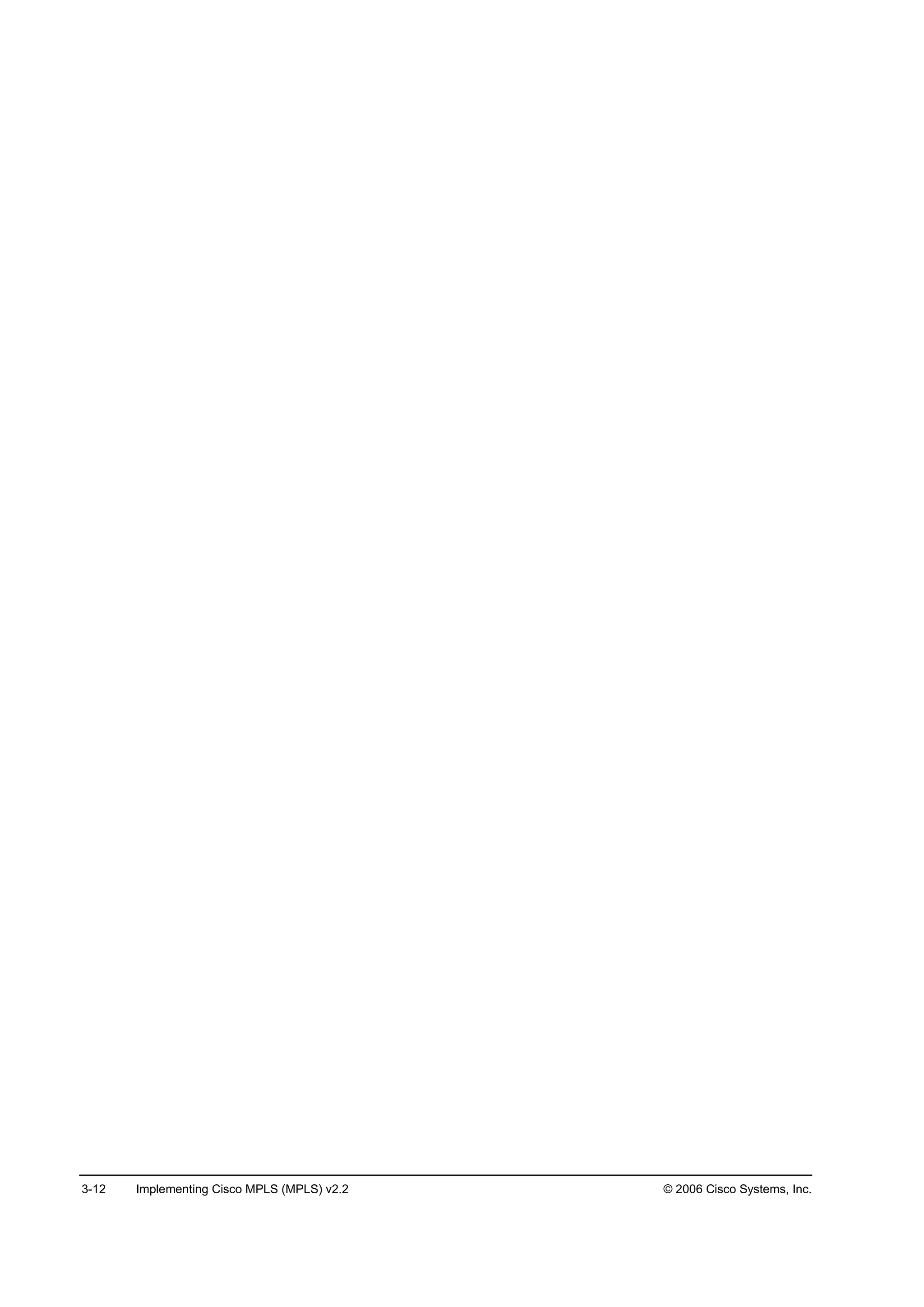 3-12 Implementing Cisco MPLS (MPLS) v2.2 © 2006 Cisco Systems, Inc.
 