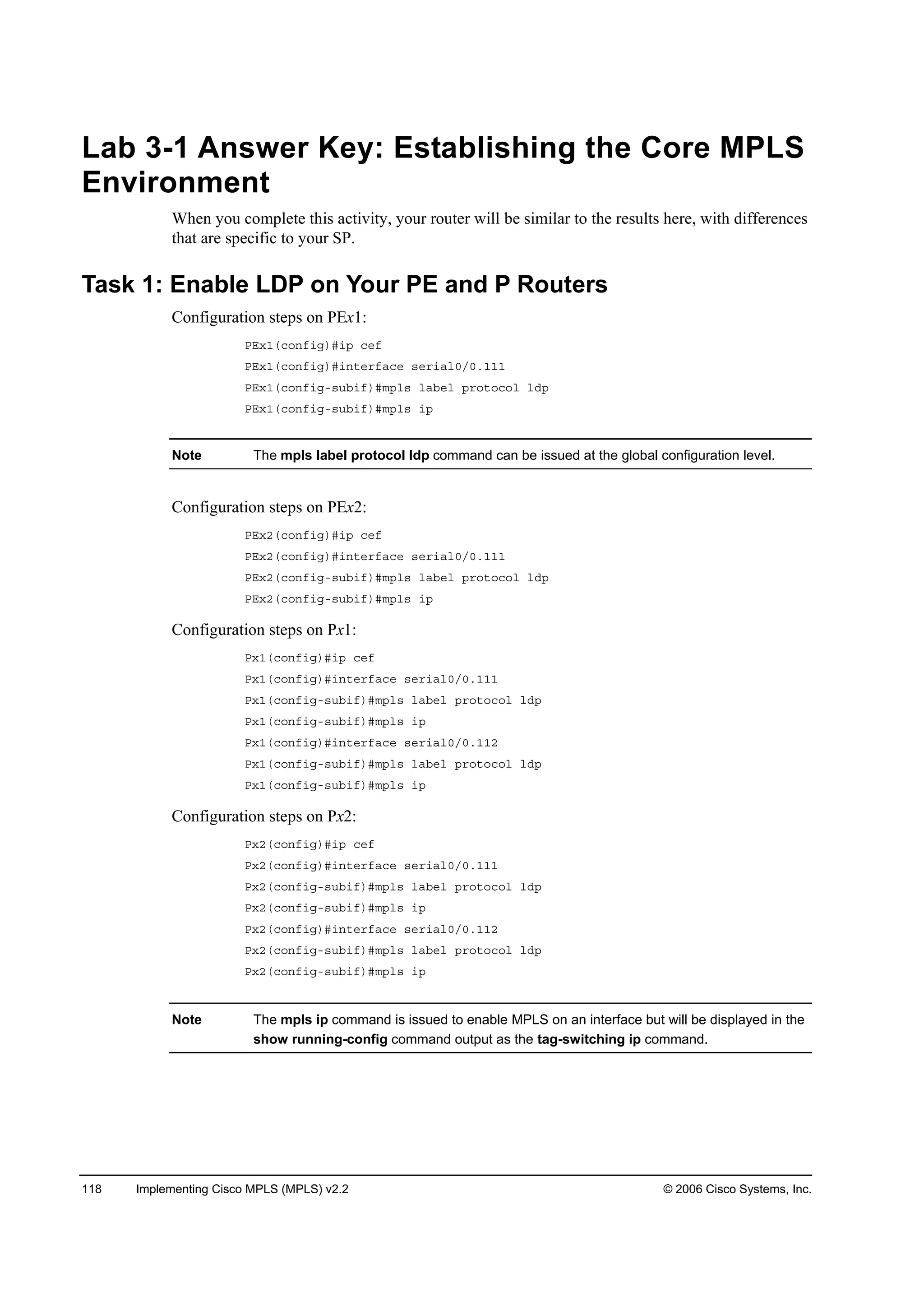 Implementing cisco mpls