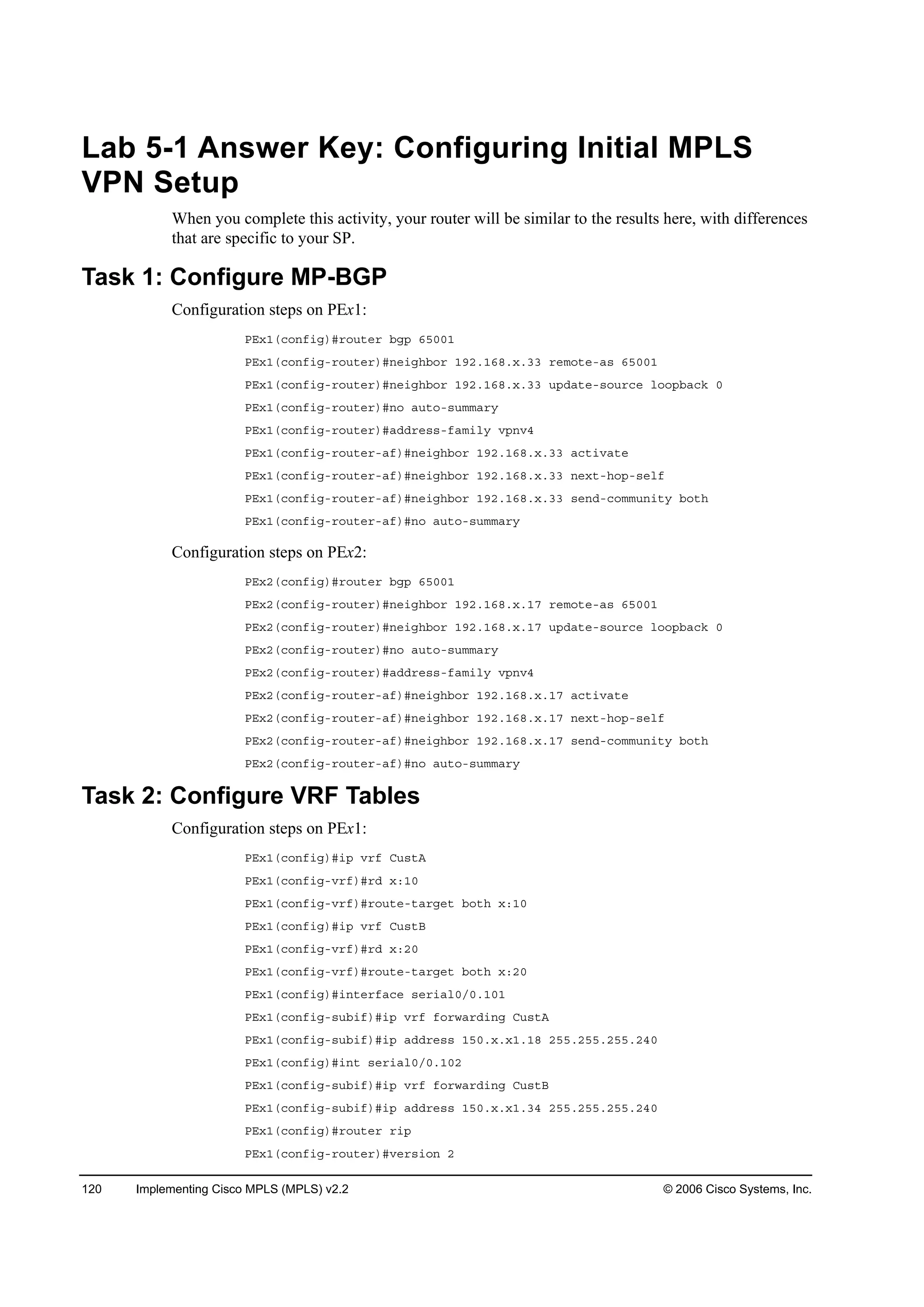 Implementing cisco mpls