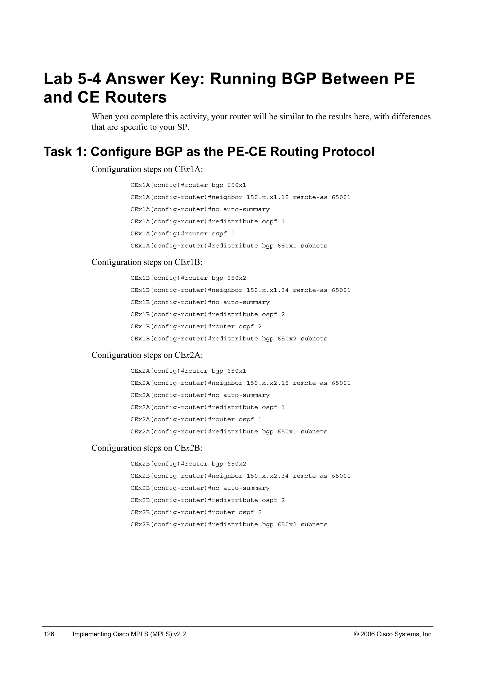 Implementing cisco mpls