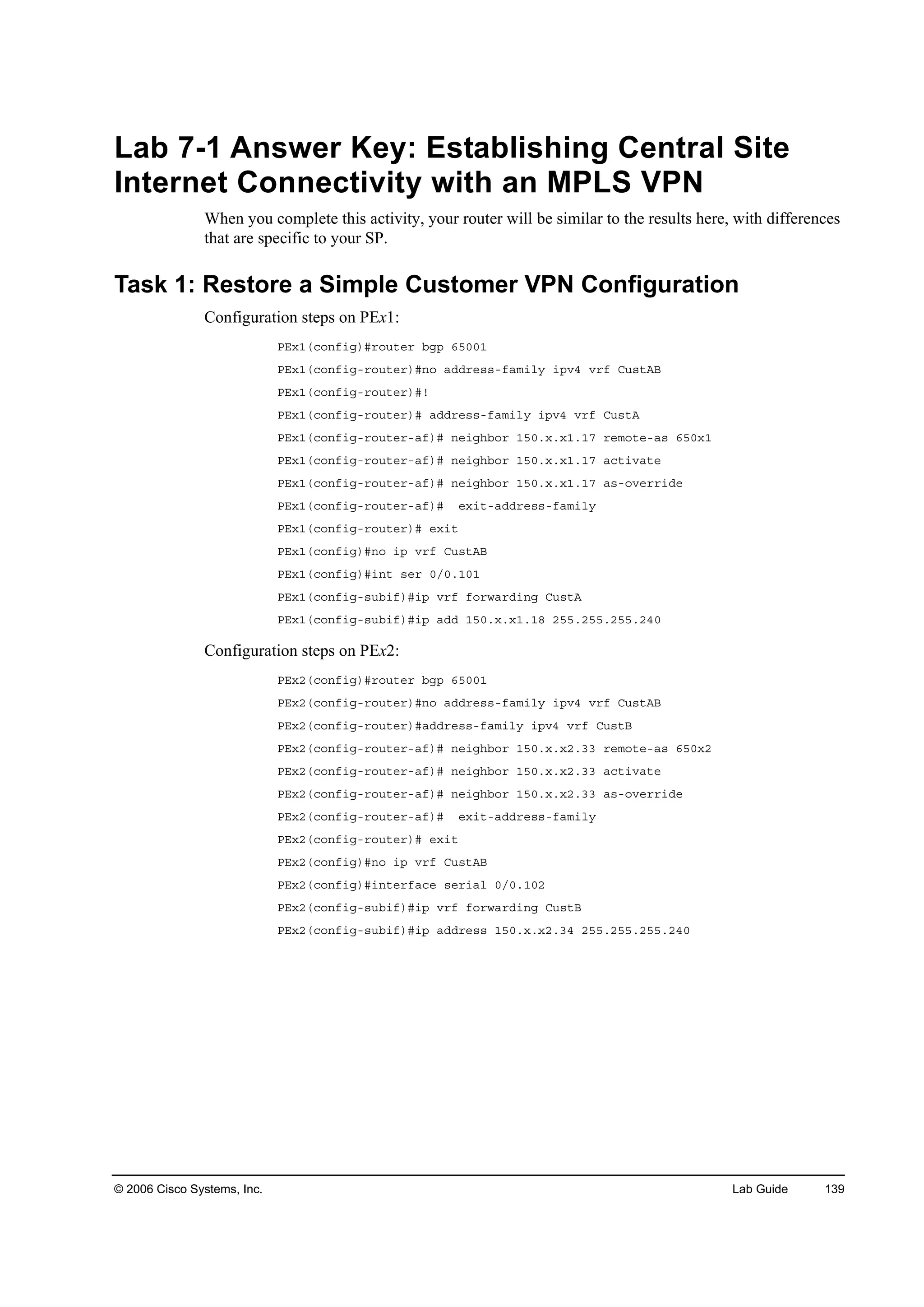 Implementing cisco mpls