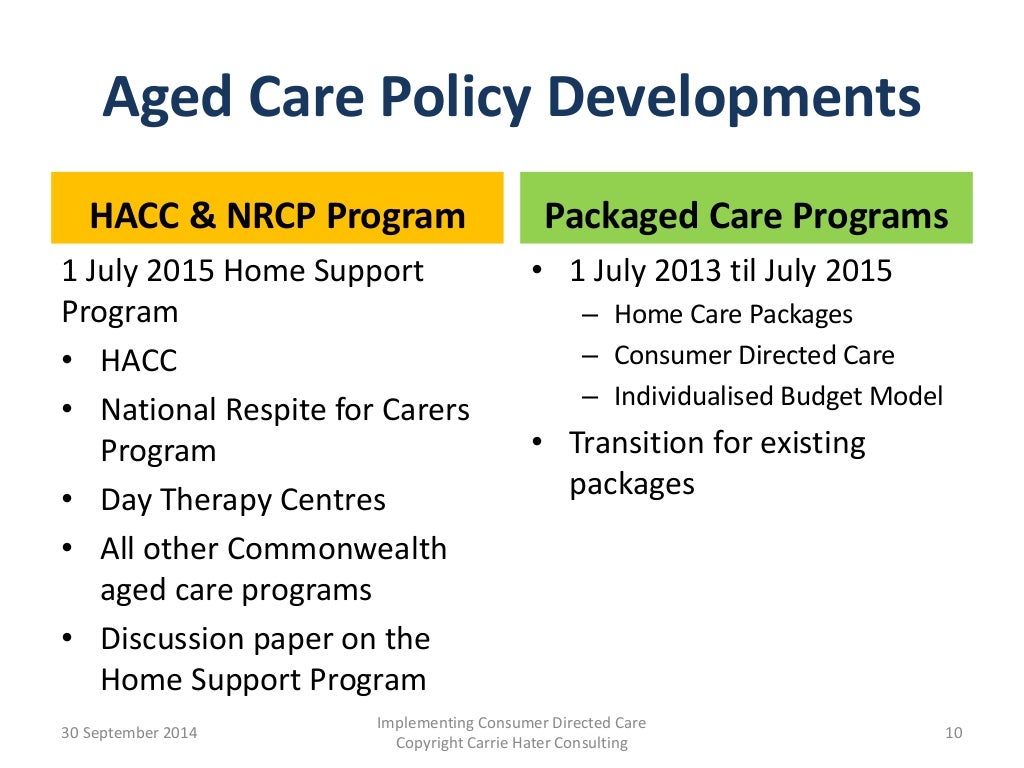 Implementing consumer directed care