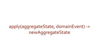 apply(aggregateState, domainEvent) ->
newAggregateState
 