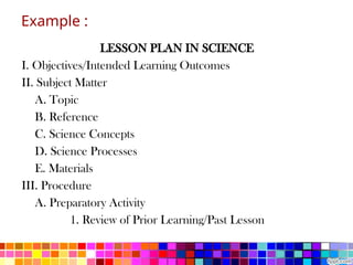 Science Lesson Learning Objectives Example implementing curriculum daily in the classrooms.pptx