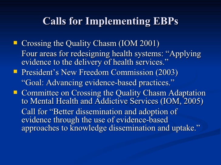 Implementing Evidencebased Practice (EBPs) in Mental