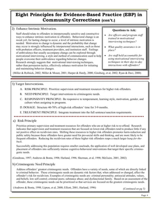 Implementing ebp in community corrections the principles of effective ...