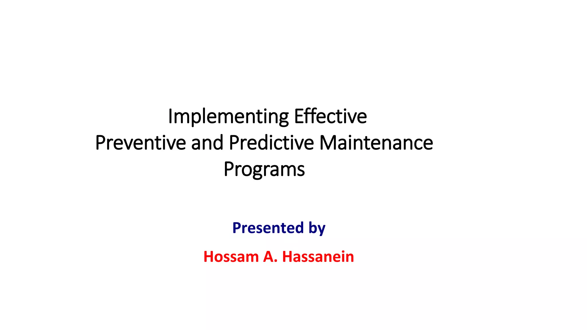 Predictive Maintenance Programs