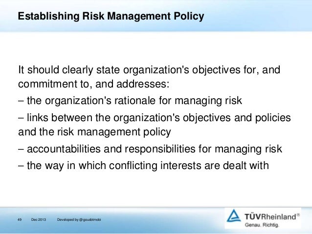 Implementing Enterprise Risk Management With Iso 31000 2009 Information Security Risk Management Policy Template