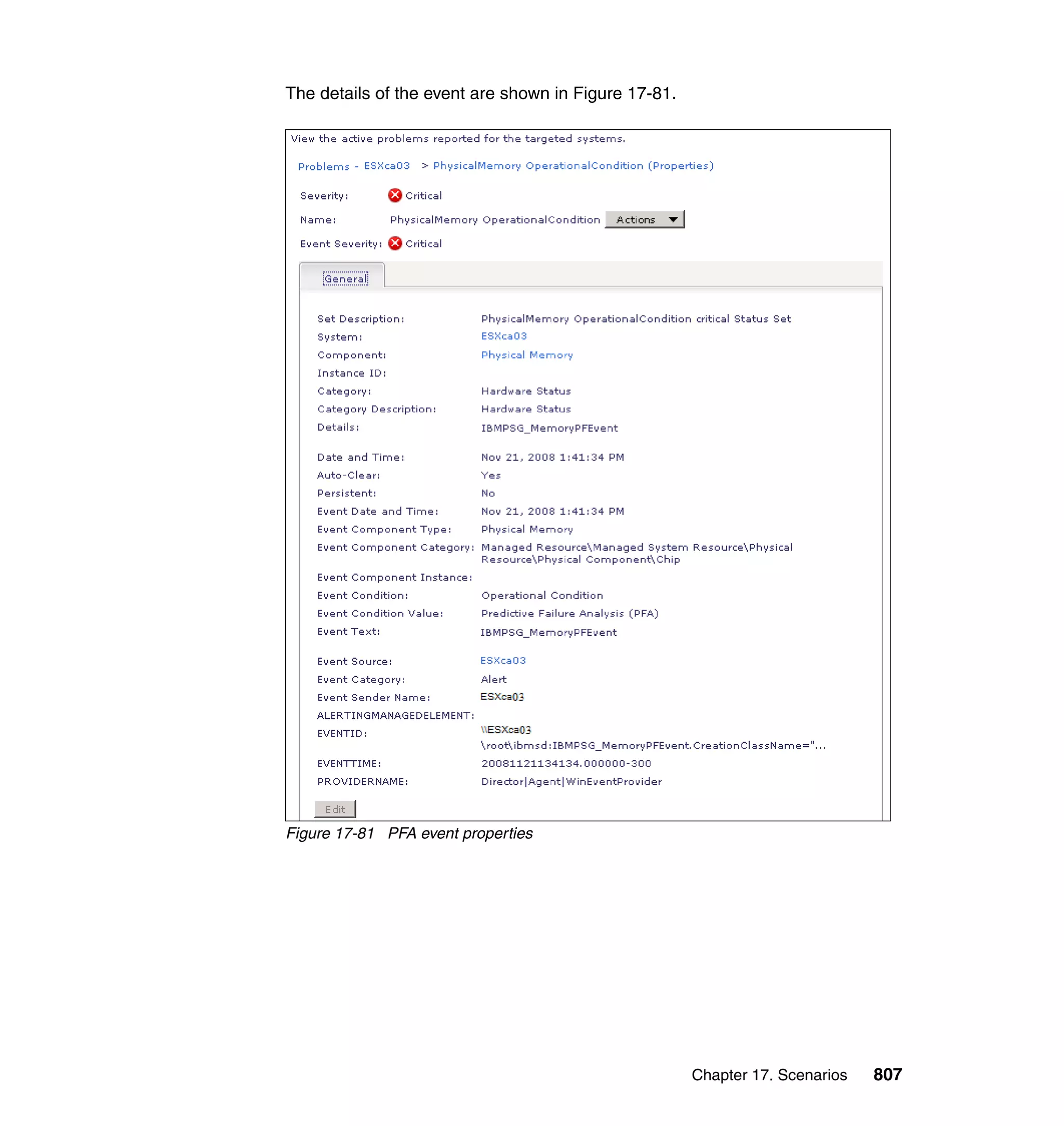 Chapter 17. Scenarios 807
The details of the event are shown in Figure 17-81.
Figure 17-81 PFA event properties
 