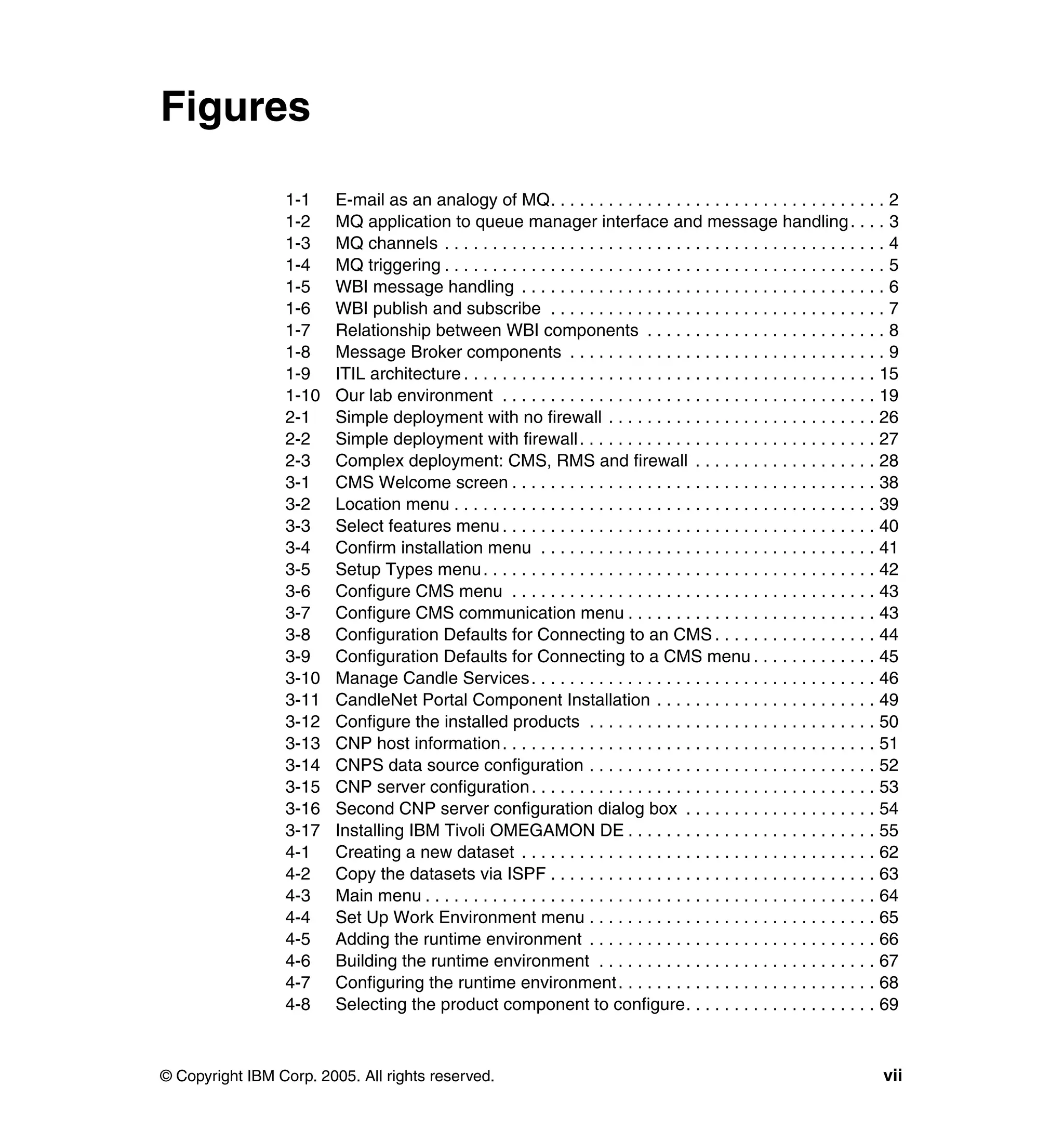 Figures

                 1-1     E-mail as an analogy of MQ. . . . . . . . . . . . . . . . . . . . . . . . . . . . . . . . . . . 2
                 1-2     MQ application to queue manager interface and message handling . . . . 3
                 1-3     MQ channels . . . . . . . . . . . . . . . . . . . . . . . . . . . . . . . . . . . . . . . . . . . . . . 4
                 1-4     MQ triggering . . . . . . . . . . . . . . . . . . . . . . . . . . . . . . . . . . . . . . . . . . . . . . 5
                 1-5     WBI message handling . . . . . . . . . . . . . . . . . . . . . . . . . . . . . . . . . . . . . . 6
                 1-6     WBI publish and subscribe . . . . . . . . . . . . . . . . . . . . . . . . . . . . . . . . . . . 7
                 1-7     Relationship between WBI components . . . . . . . . . . . . . . . . . . . . . . . . . 8
                 1-8     Message Broker components . . . . . . . . . . . . . . . . . . . . . . . . . . . . . . . . . 9
                 1-9     ITIL architecture . . . . . . . . . . . . . . . . . . . . . . . . . . . . . . . . . . . . . . . . . . . 15
                 1-10    Our lab environment . . . . . . . . . . . . . . . . . . . . . . . . . . . . . . . . . . . . . . . 19
                 2-1     Simple deployment with no firewall . . . . . . . . . . . . . . . . . . . . . . . . . . . . 26
                 2-2     Simple deployment with firewall . . . . . . . . . . . . . . . . . . . . . . . . . . . . . . . 27
                 2-3     Complex deployment: CMS, RMS and firewall . . . . . . . . . . . . . . . . . . . 28
                 3-1     CMS Welcome screen . . . . . . . . . . . . . . . . . . . . . . . . . . . . . . . . . . . . . . 38
                 3-2     Location menu . . . . . . . . . . . . . . . . . . . . . . . . . . . . . . . . . . . . . . . . . . . . 39
                 3-3     Select features menu . . . . . . . . . . . . . . . . . . . . . . . . . . . . . . . . . . . . . . . 40
                 3-4     Confirm installation menu . . . . . . . . . . . . . . . . . . . . . . . . . . . . . . . . . . . 41
                 3-5     Setup Types menu . . . . . . . . . . . . . . . . . . . . . . . . . . . . . . . . . . . . . . . . . 42
                 3-6     Configure CMS menu . . . . . . . . . . . . . . . . . . . . . . . . . . . . . . . . . . . . . . 43
                 3-7     Configure CMS communication menu . . . . . . . . . . . . . . . . . . . . . . . . . . 43
                 3-8     Configuration Defaults for Connecting to an CMS . . . . . . . . . . . . . . . . . 44
                 3-9     Configuration Defaults for Connecting to a CMS menu . . . . . . . . . . . . . 45
                 3-10    Manage Candle Services . . . . . . . . . . . . . . . . . . . . . . . . . . . . . . . . . . . . 46
                 3-11    CandleNet Portal Component Installation . . . . . . . . . . . . . . . . . . . . . . . 49
                 3-12    Configure the installed products . . . . . . . . . . . . . . . . . . . . . . . . . . . . . . 50
                 3-13    CNP host information . . . . . . . . . . . . . . . . . . . . . . . . . . . . . . . . . . . . . . . 51
                 3-14    CNPS data source configuration . . . . . . . . . . . . . . . . . . . . . . . . . . . . . . 52
                 3-15    CNP server configuration . . . . . . . . . . . . . . . . . . . . . . . . . . . . . . . . . . . . 53
                 3-16    Second CNP server configuration dialog box . . . . . . . . . . . . . . . . . . . . 54
                 3-17    Installing IBM Tivoli OMEGAMON DE . . . . . . . . . . . . . . . . . . . . . . . . . . 55
                 4-1     Creating a new dataset . . . . . . . . . . . . . . . . . . . . . . . . . . . . . . . . . . . . . 62
                 4-2     Copy the datasets via ISPF . . . . . . . . . . . . . . . . . . . . . . . . . . . . . . . . . . 63
                 4-3     Main menu . . . . . . . . . . . . . . . . . . . . . . . . . . . . . . . . . . . . . . . . . . . . . . . 64
                 4-4     Set Up Work Environment menu . . . . . . . . . . . . . . . . . . . . . . . . . . . . . . 65
                 4-5     Adding the runtime environment . . . . . . . . . . . . . . . . . . . . . . . . . . . . . . 66
                 4-6     Building the runtime environment . . . . . . . . . . . . . . . . . . . . . . . . . . . . . 67
                 4-7     Configuring the runtime environment . . . . . . . . . . . . . . . . . . . . . . . . . . . 68
                 4-8     Selecting the product component to configure. . . . . . . . . . . . . . . . . . . . 69



© Copyright IBM Corp. 2005. All rights reserved.                                                                                 vii
 