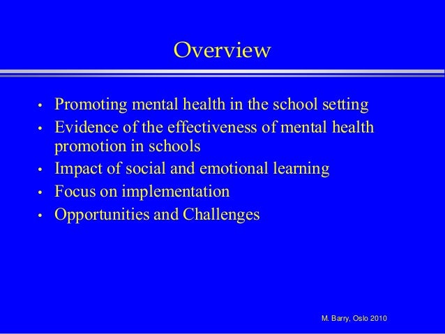 The Principles of Mental Health Promotion in