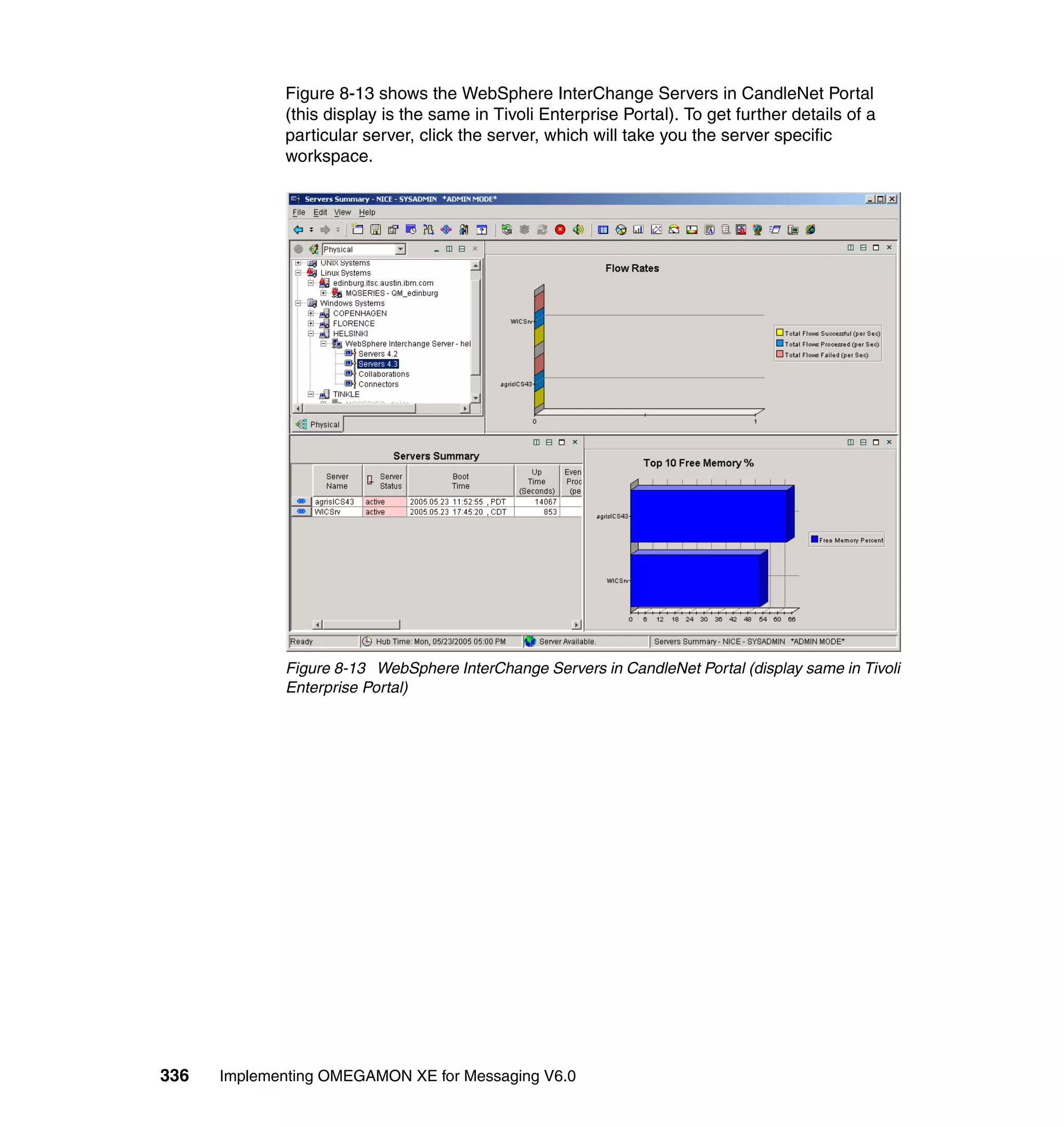 Figure 8-13 shows the WebSphere InterChange Servers in CandleNet Portal
             (this display is the same in Tivoli Enterprise Portal). To get further details of a
             particular server, click the server, which will take you the server specific
             workspace.




             Figure 8-13 WebSphere InterChange Servers in CandleNet Portal (display same in Tivoli
             Enterprise Portal)




336   Implementing OMEGAMON XE for Messaging V6.0
 