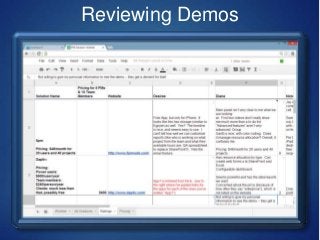 Reviewing Demos
 