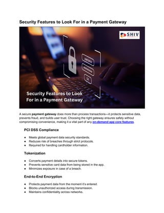 Secure Payment Gateway Setup for On-Demand Apps | PDF