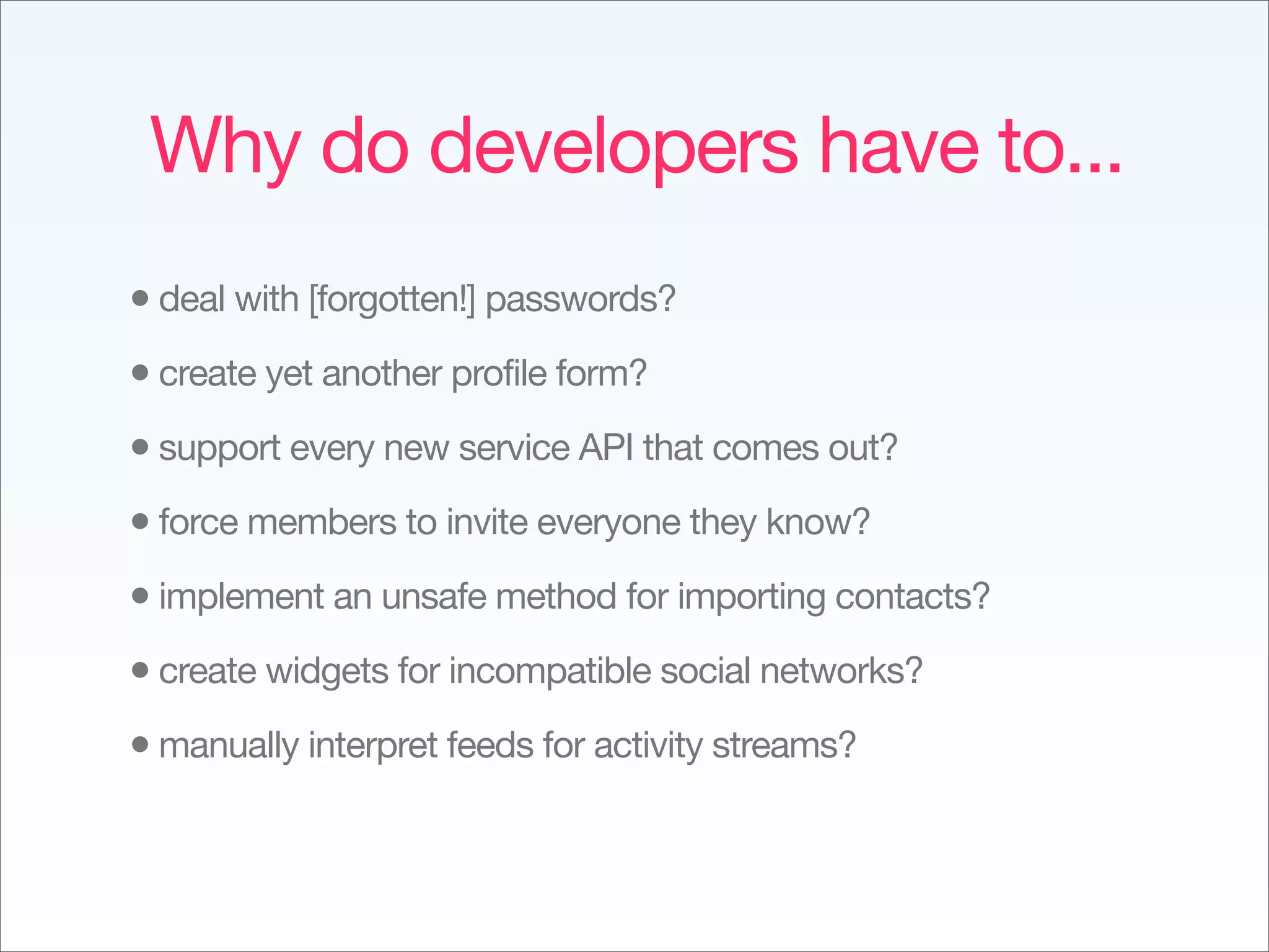 Implementing The Social Web - Fowa Miami 2009