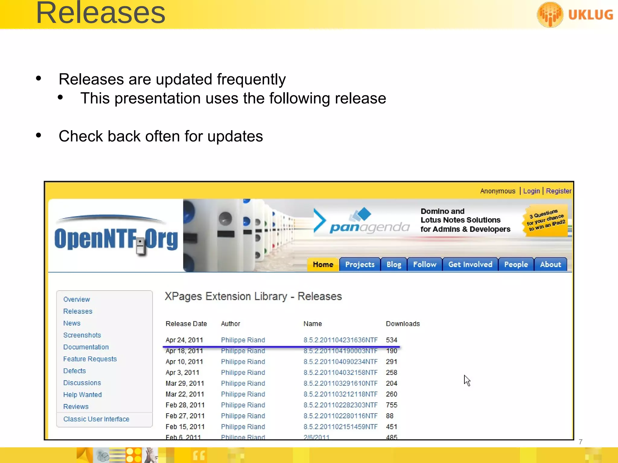 Releases Releases are updated frequently This presentation uses the following release Check back often for updates 