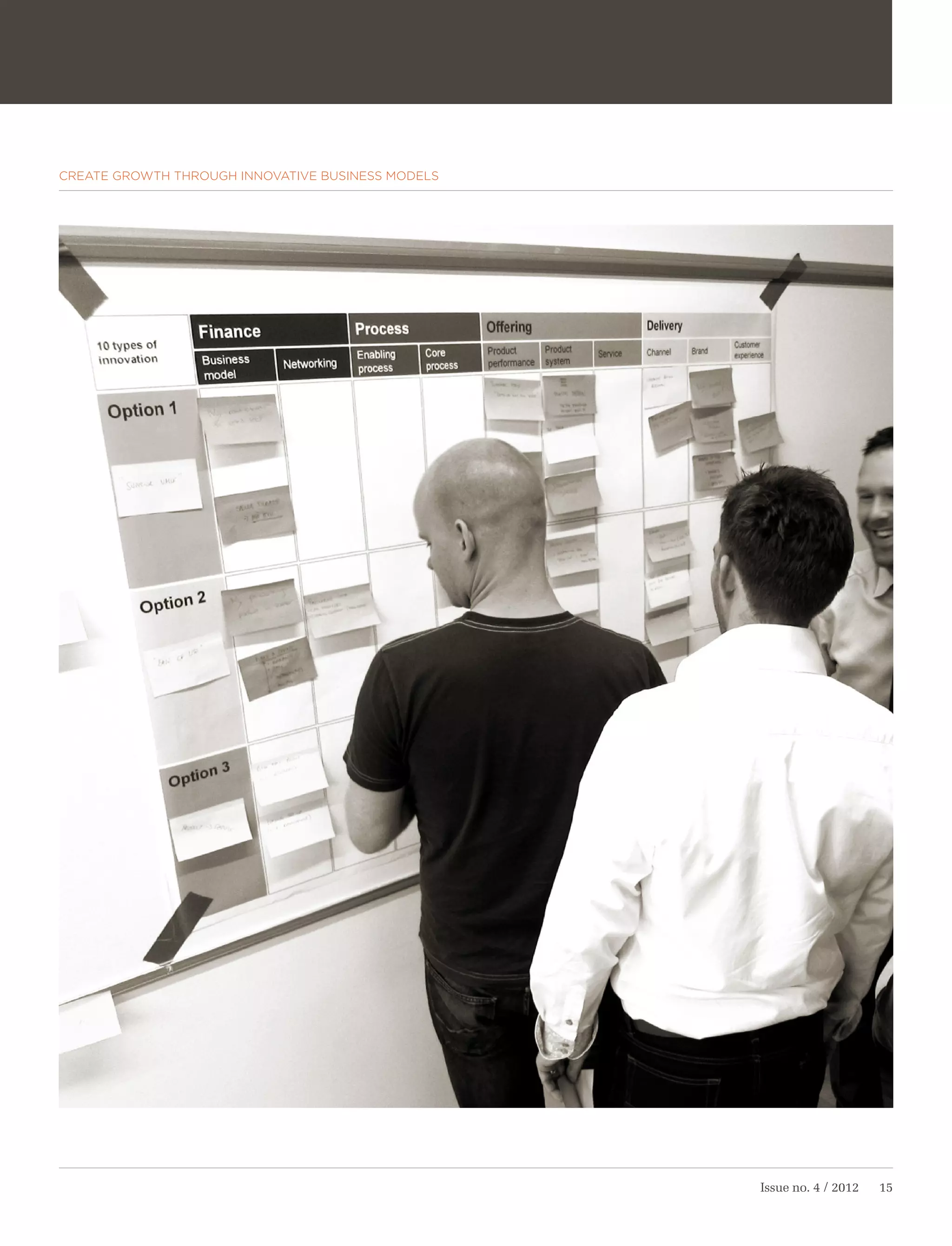 CREATE GROWTH THROUGH INNOVATIVE BUSINESS MODELS




                                                   Issue no. 4 / 2012   15
 