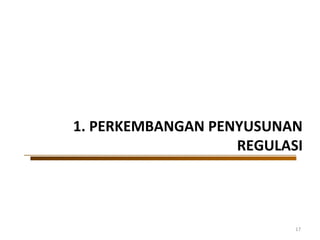 1. PERKEMBANGAN PENYUSUNAN
REGULASI

17

 