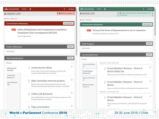 Reception
“ ParlWork is useful to know
what item you’re voting in
the chamber, helps to
quickly check where
business is up...