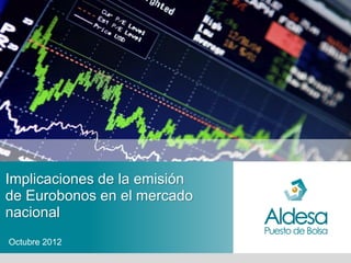 Implicaciones de la emisión
de Eurobonos en el mercado
nacional
Octubre 2012
 