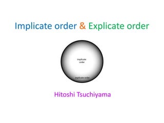 Implicate order & Explicate order
Hitoshi Tsuchiyama
 