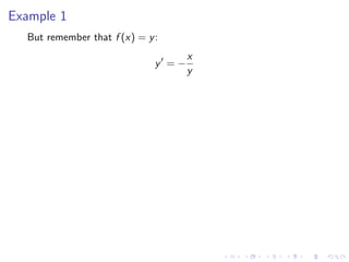 Example 1
But remember that f (x) = y:
y = −
x
y
 