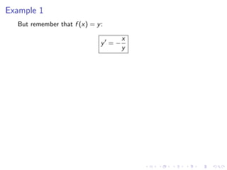 Example 1
But remember that f (x) = y:
y = −
x
y
 
