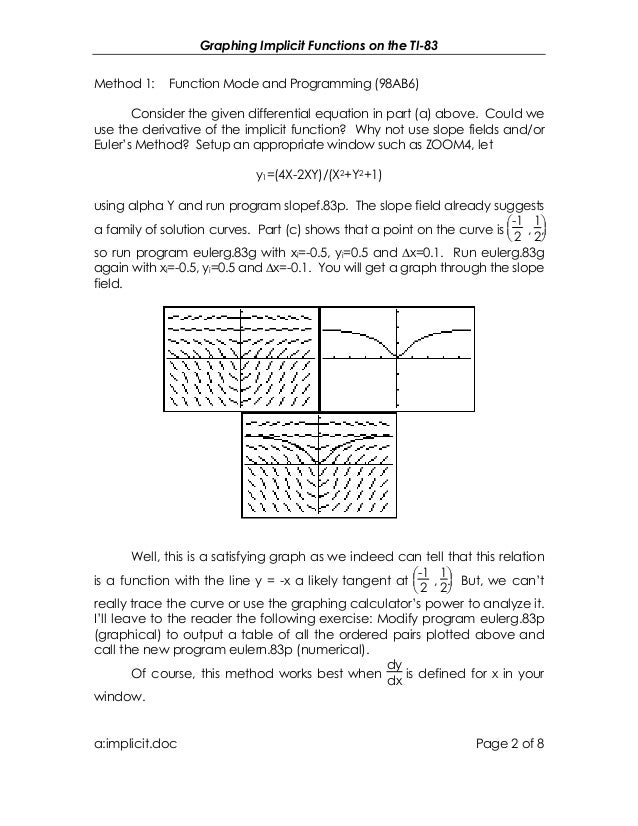 5hbc how to graph implicit relations intro packet slope field graph paper