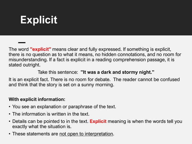 Implicit and explicit information