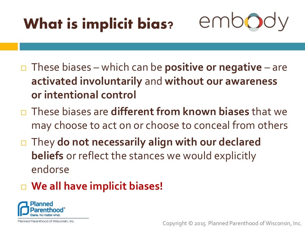 You Don't Know What You Think You Know: Implicit Bias in Health Care