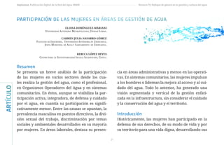 ARTÍCULO
21
Impluvium, Publicación Digital de la Red del Agua UNAM Número 19, Enfoque de género en la gestión y cultura de...
