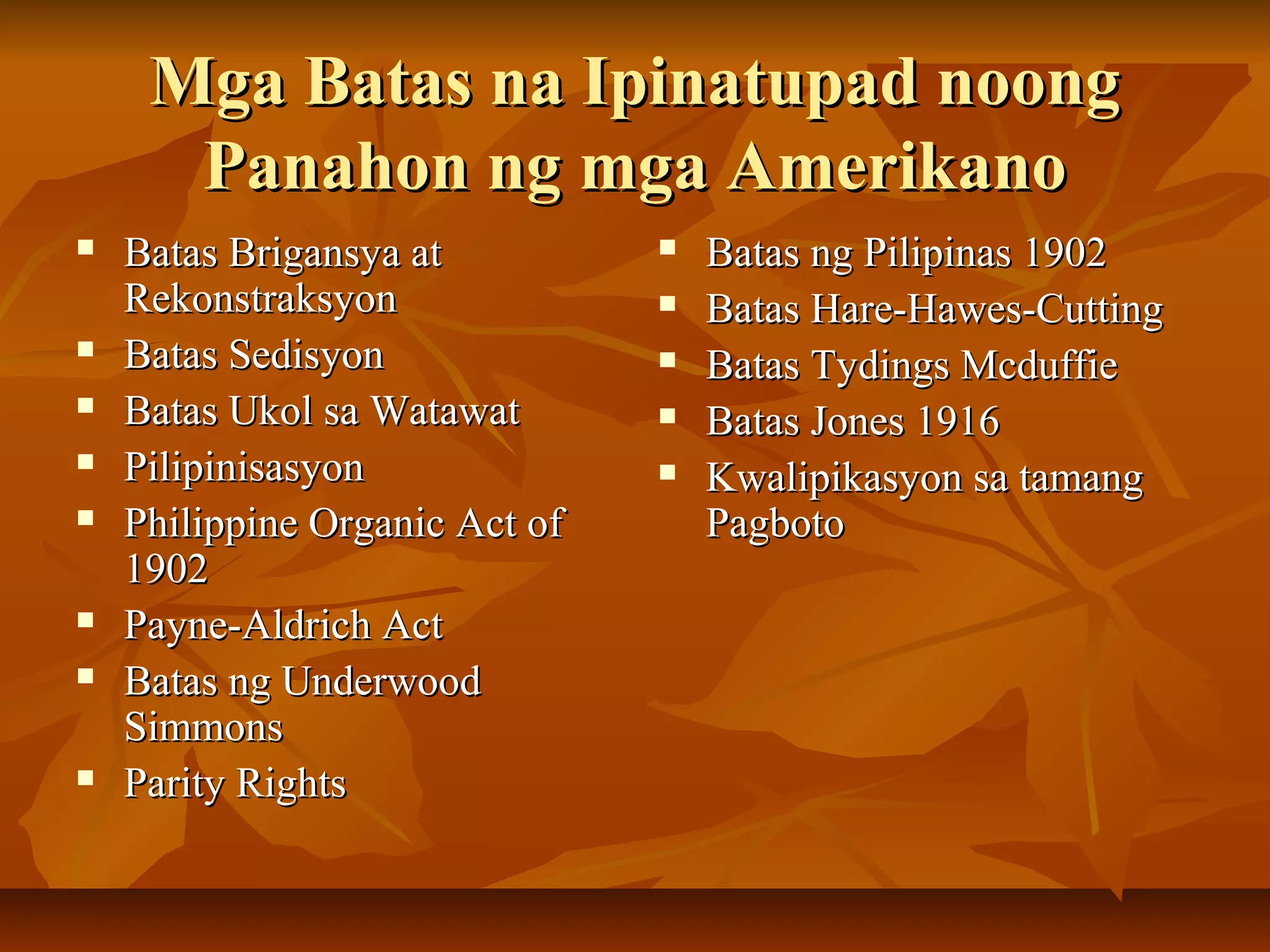 Impluwensya ng mga amerikano | PPT