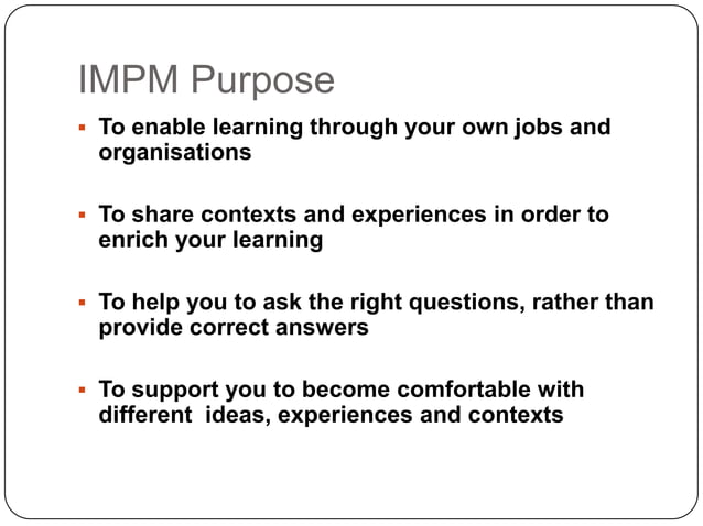 Imp Presentation Examples IMPM Presentation 2010 | PPTX