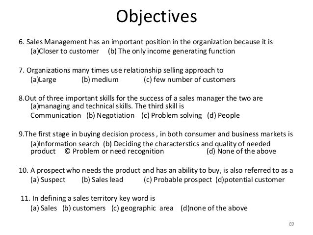 salesman objectives