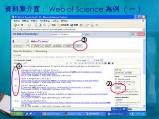 資料庫介面： Web of Science 為例 （一）    