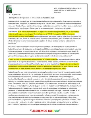 Importación de ropa usada en Bolivia durante los años 1982-2022
