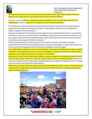 Importación de ropa usada en Bolivia durante los años 1982-2022