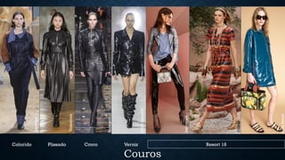 Couros
Lacoste
SaintLaurent
Valentino
Balmain
Colorido Plissado Croco Verniz
SoniaRykiel
Justcavalli
Chanel
Resort 18
 